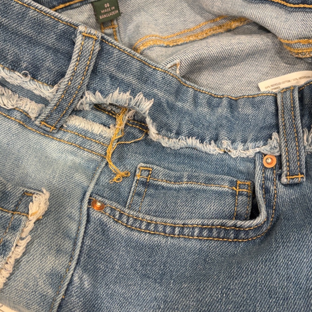 Wild Fable Highest Rise Slim Straight Patchwork Two Toned Denim Jeans Size 00 - Picture 9 of 10